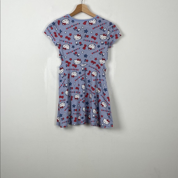 Hello Kitty Sanrio Short Sleeve Open Sides Girl's M Allover Print Blue Dress - Picture 5 of 9